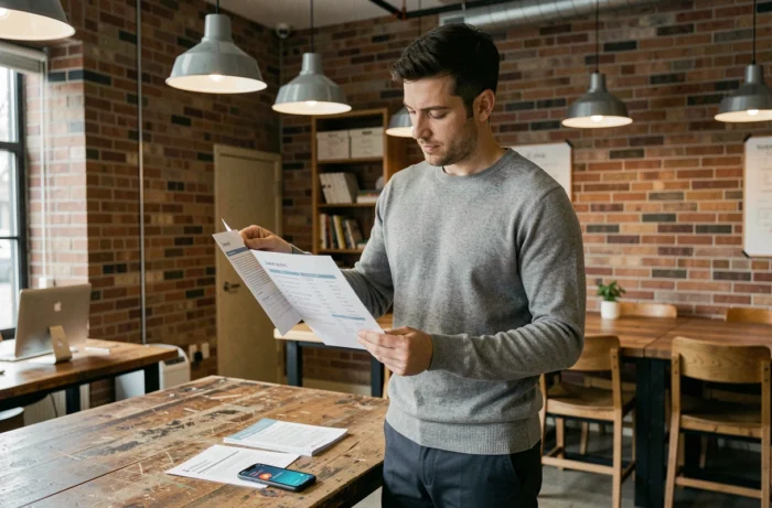 Entrepreneur consultant consultant un checklist pour gérer son compte professionnel dans un espace de coworking